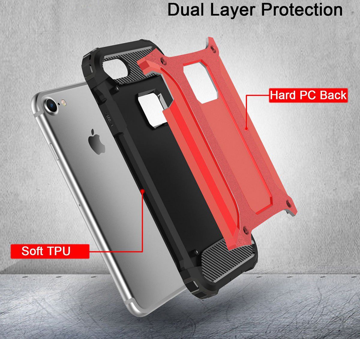 Apple iPhone 7/8 Hoesje Shock Proof Hybride Back Cover Rood afbeelding 5