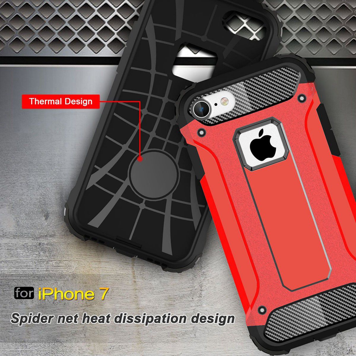 Apple iPhone 7/8 Hoesje Shock Proof Hybride Back Cover Rood afbeelding 6