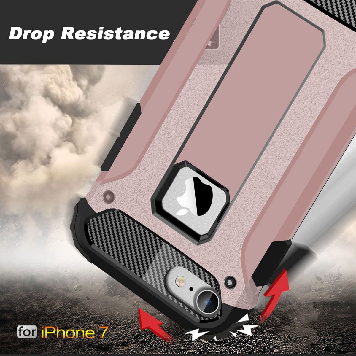 Apple iPhone 7/8 Hoesje Shock Proof Hybride Back Cover Roze afbeelding 2