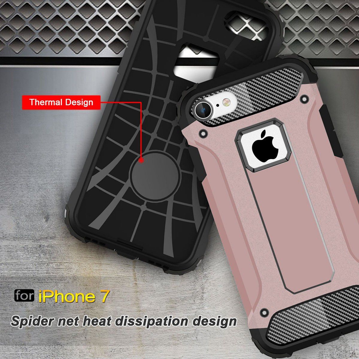 Apple iPhone 7/8 Hoesje Shock Proof Hybride Back Cover Roze afbeelding 4
