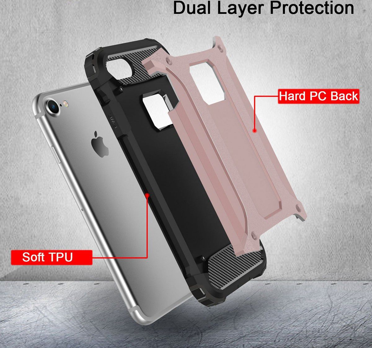 Apple iPhone 7/8 Hoesje Shock Proof Hybride Back Cover Roze afbeelding 6
