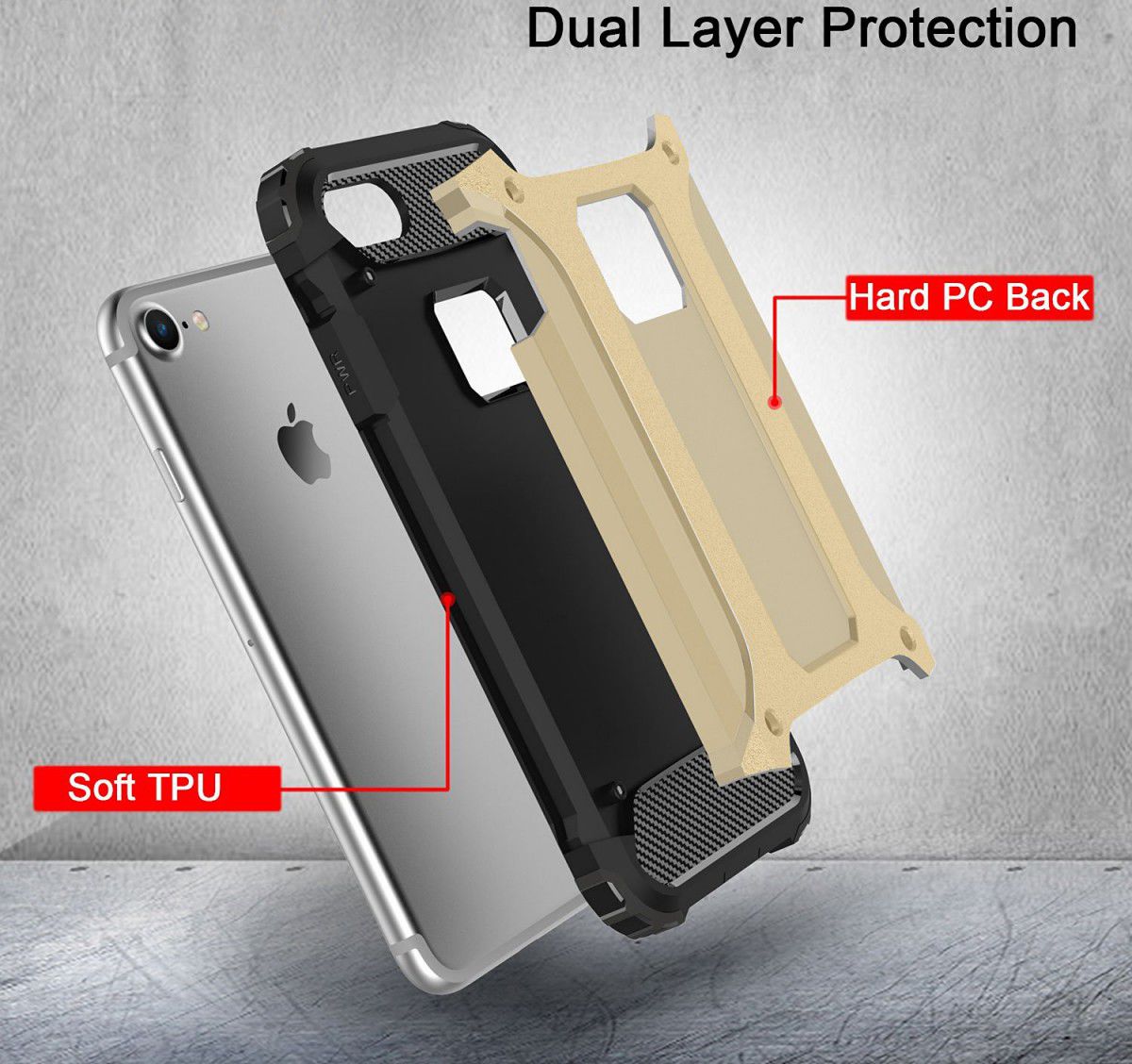 Apple iPhone 7/8 Hoesje Shock Proof Hybride Back Cover Goud afbeelding 5