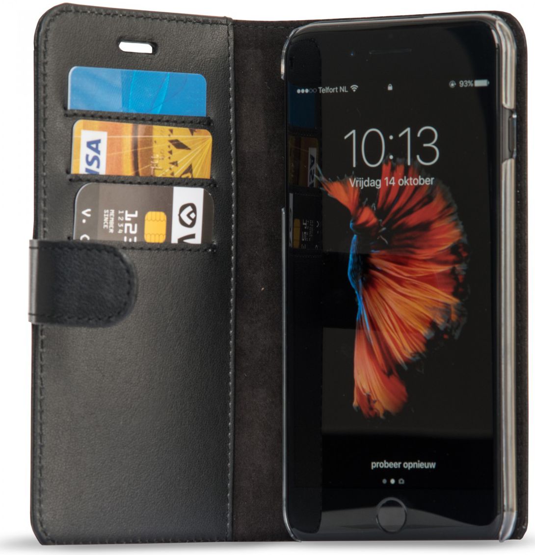 Valenta Classic Luxe iPhone 8/7/6(s) Plus Hoesje Leer Bookcase Zwart afbeelding 11