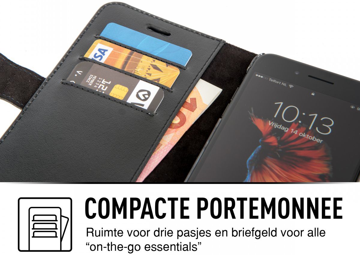 Valenta Classic Luxe iPhone 8/7/6(s) Plus Hoesje Leer Bookcase Zwart afbeelding 5