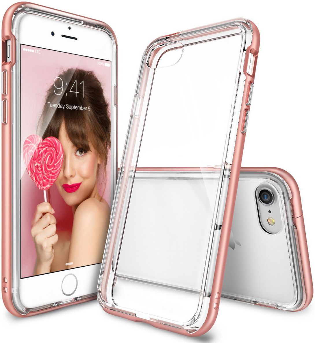 Ringke Frame Hoesje Apple iPhone 7 / 8 Roze Goud afbeelding 1