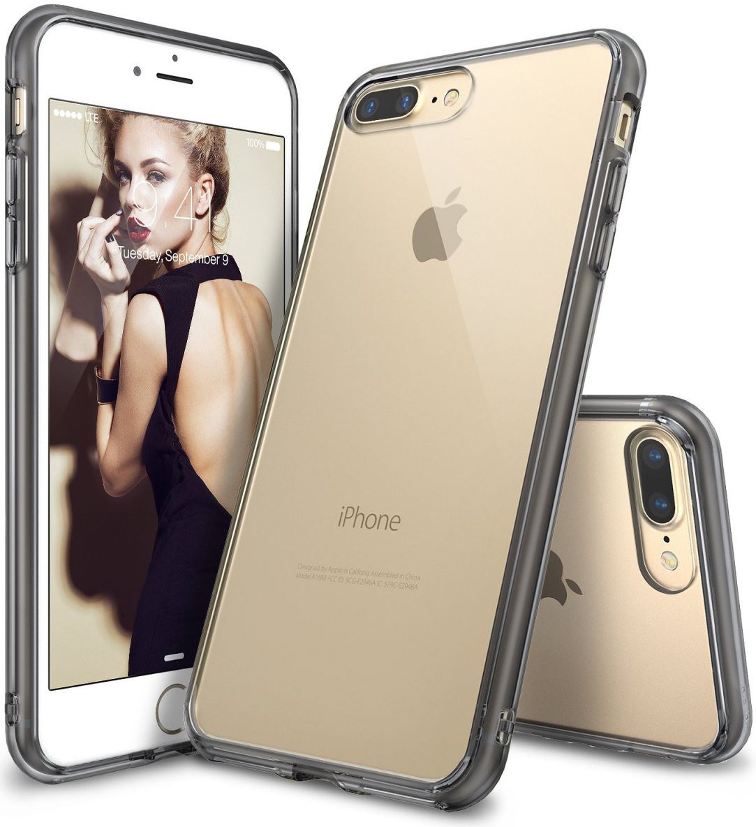 Ringke Fusion iPhone 7 Plus / 8 Plus Hoesje Doorzichtig Smoke Black afbeelding 1