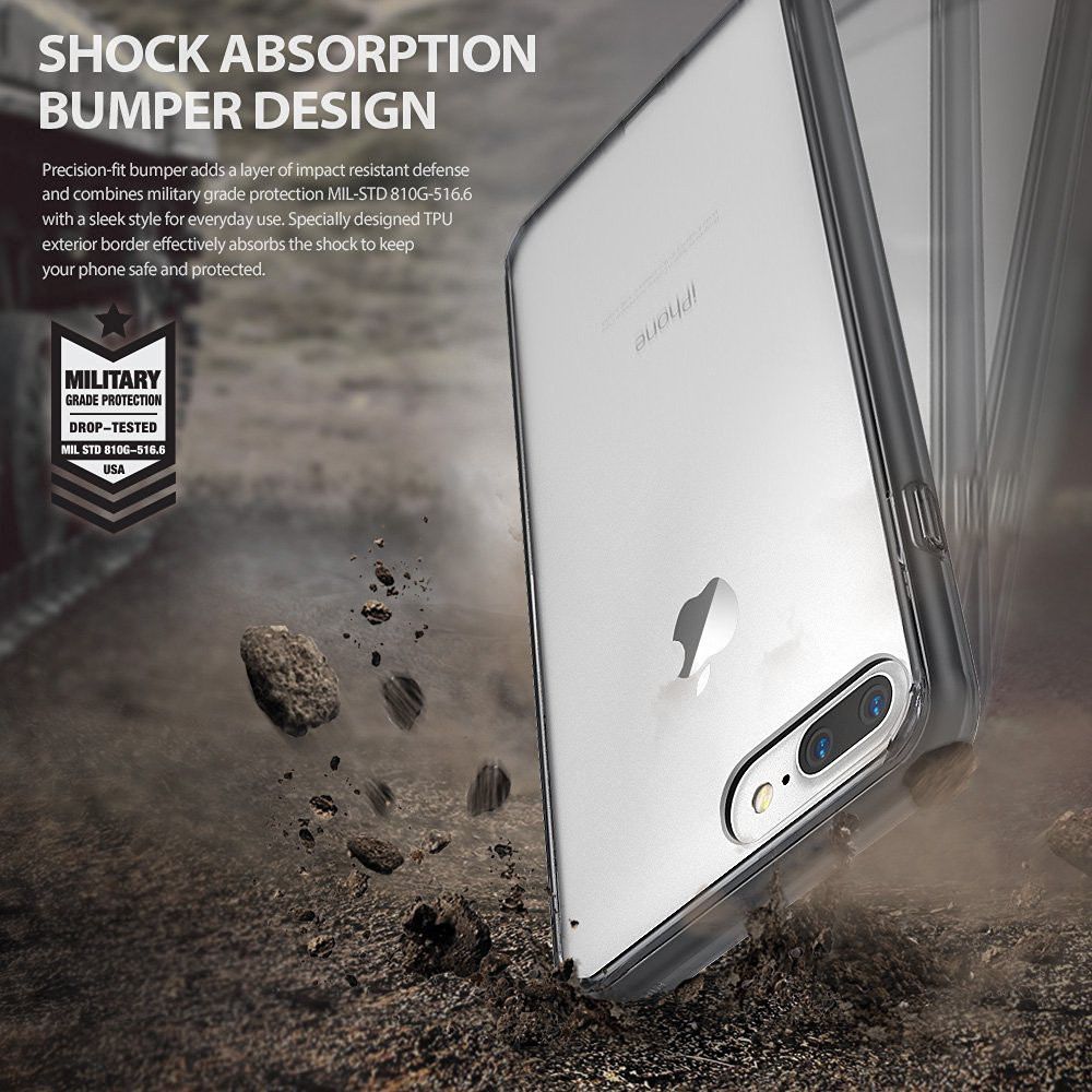 Ringke Fusion iPhone 7 Plus / 8 Plus Hoesje Doorzichtig Smoke Black afbeelding 5