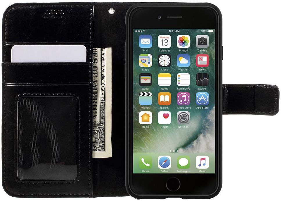Apple iPhone 7 / 8 Portemonnee Booktype Hoesje Zwart afbeelding 1