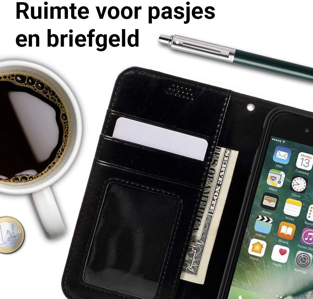 Apple iPhone 7 / 8 Portemonnee Booktype Hoesje Zwart afbeelding 3