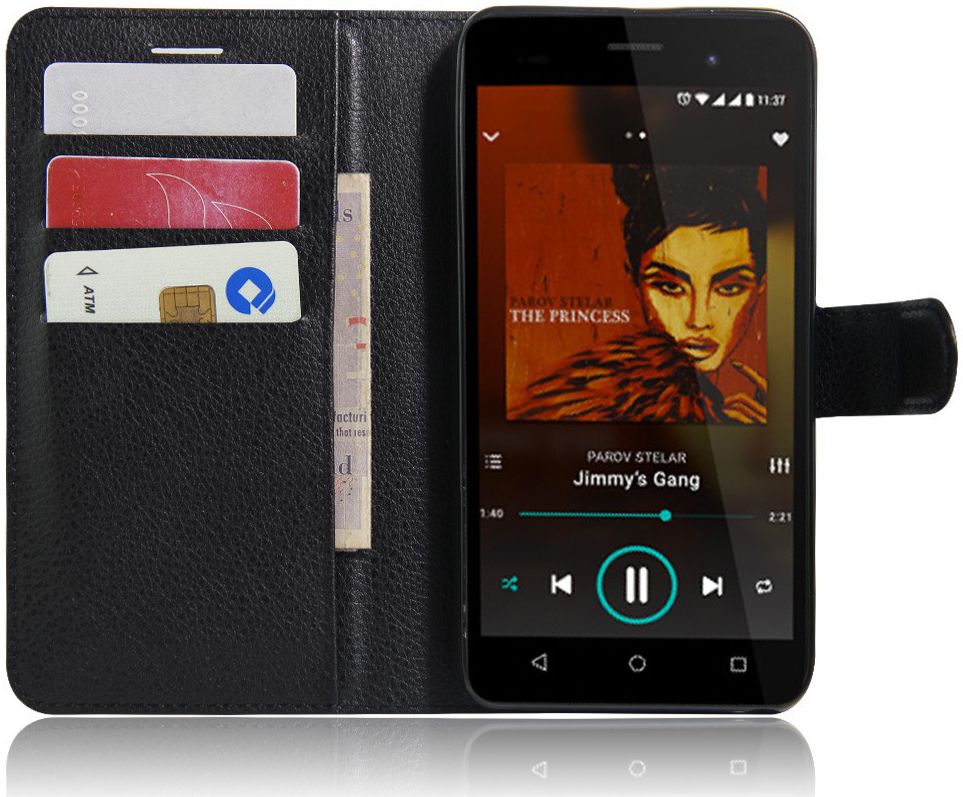 Wiko Lenny 3 Portemonnee Hoesje Zwart afbeelding 1