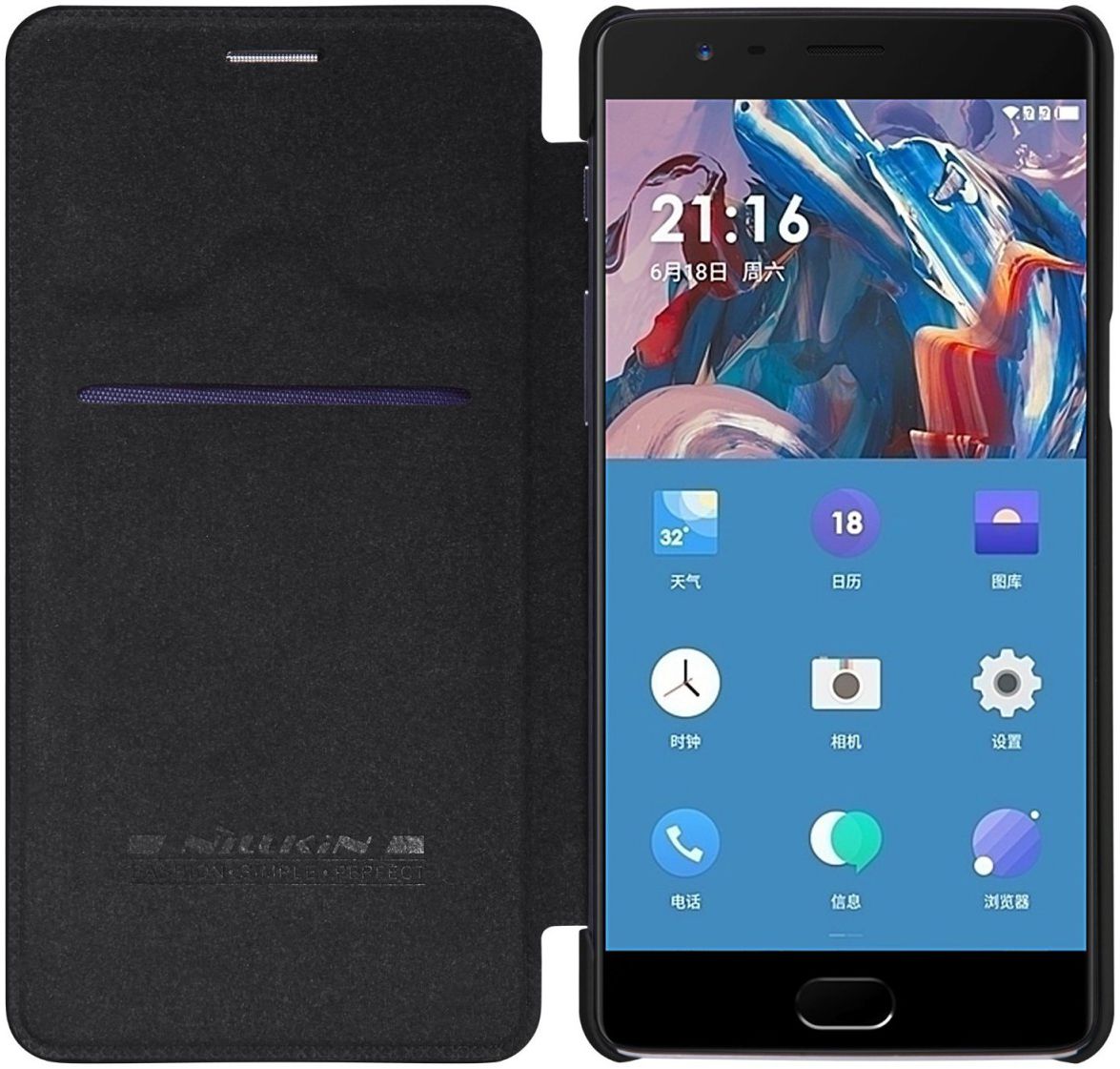 Nillkin Qin Book Case OnePlus 3T / 3 Zwart afbeelding 2