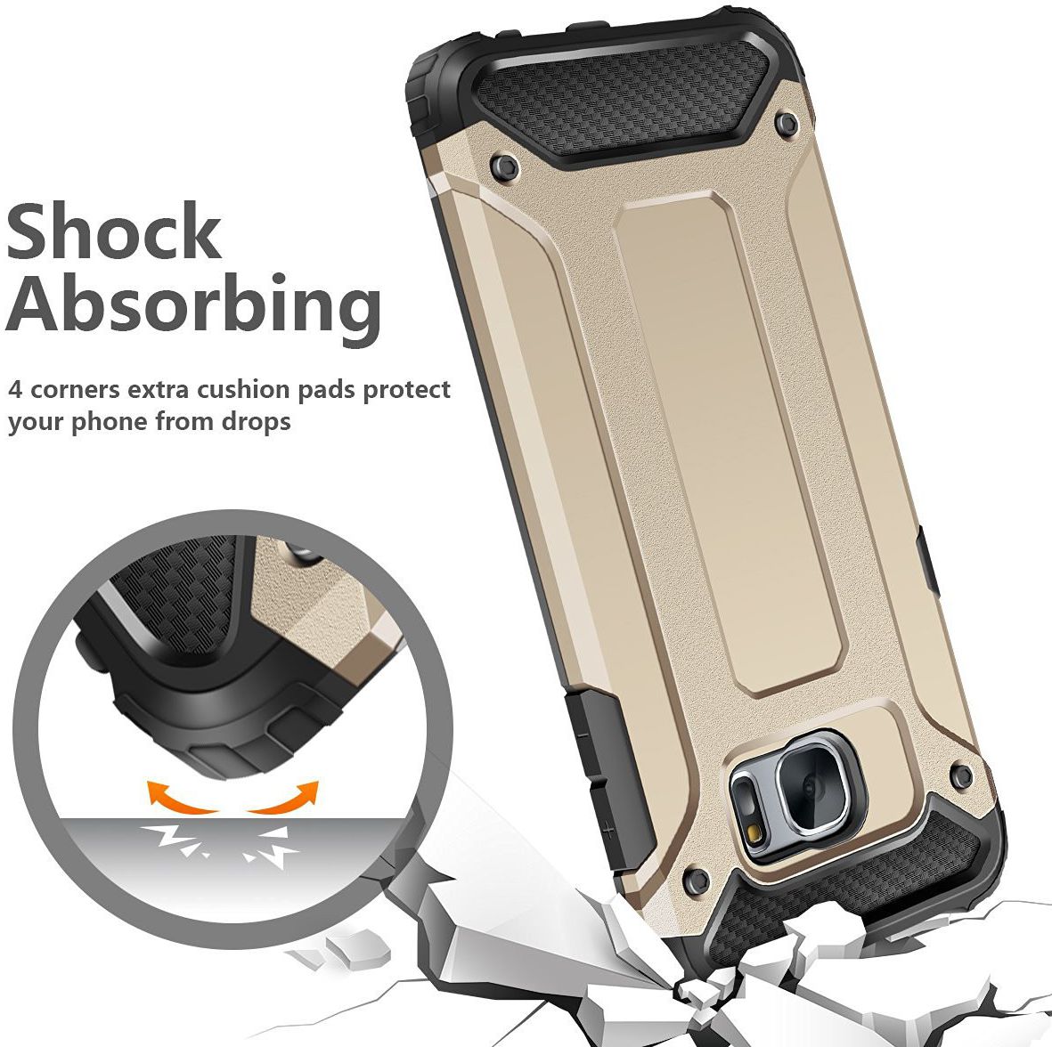 Samsung Galaxy S7 Hoesje Shock Proof Hybride Back Cover Goud afbeelding 2