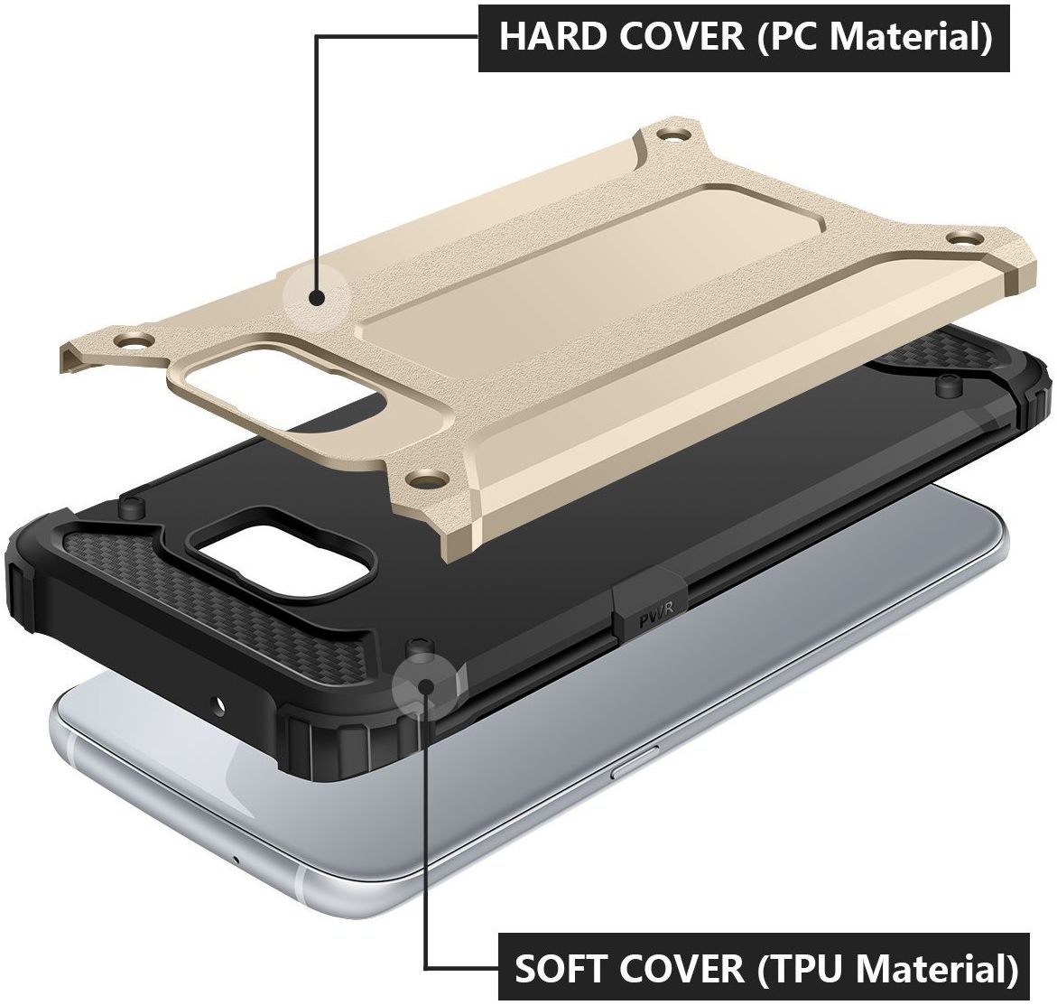 Samsung Galaxy S7 Hoesje Shock Proof Hybride Back Cover Goud afbeelding 4