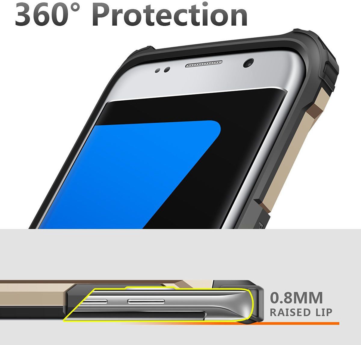 Samsung Galaxy S7 Hoesje Shock Proof Hybride Back Cover Goud afbeelding 5