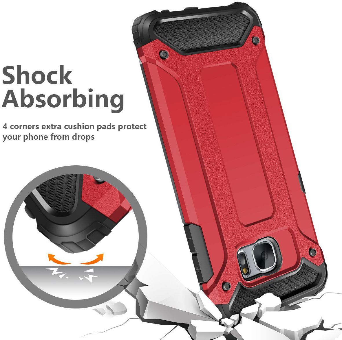Samsung Galaxy S7 Hoesje Shock Proof Hybride Back Cover Rood afbeelding 2