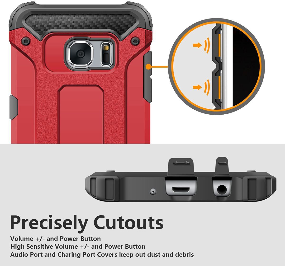 Samsung Galaxy S7 Hoesje Shock Proof Hybride Back Cover Rood afbeelding 6