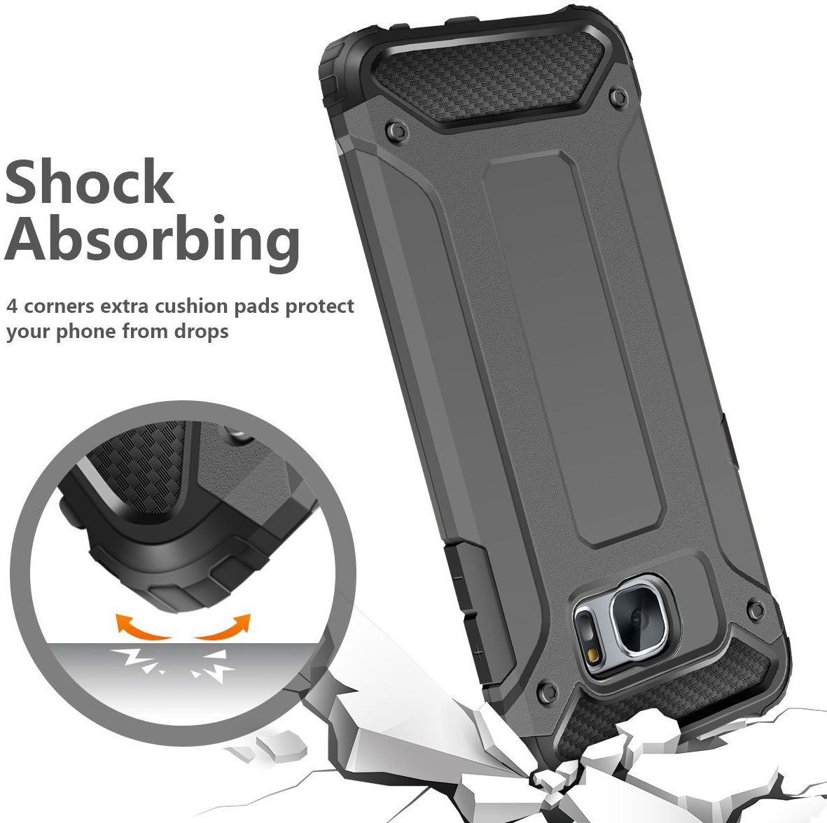 Samsung Galaxy S7 Hoesje Shock Proof Hybride Back Cover Grijs afbeelding 2