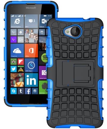 Microsoft Lumia 650 Hoesje anti-slip stand Zwart Blauw Hoesjes