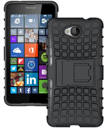 Microsoft Lumia 650 Hoesje anti-slip stand Zwart Hoesjes