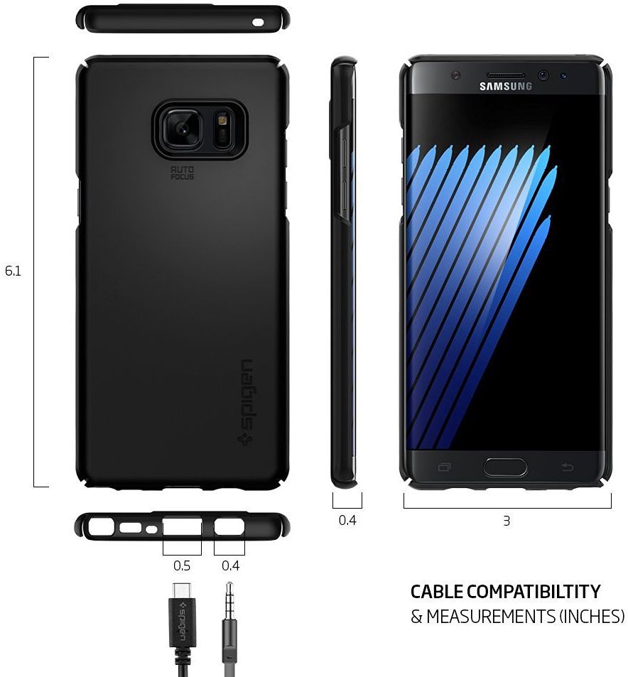 Spigen Thin Fit Case Samsung Galaxy Note 7 Black afbeelding 9