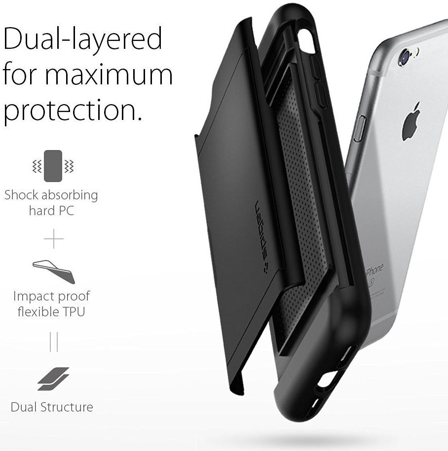Spigen Slim Armor Card Holder Case Apple iPhone 7 / 8 Black afbeelding 4