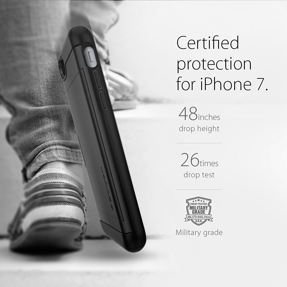 Spigen Slim Armor Card Holder Case Apple iPhone 7 / 8 Black afbeelding 6