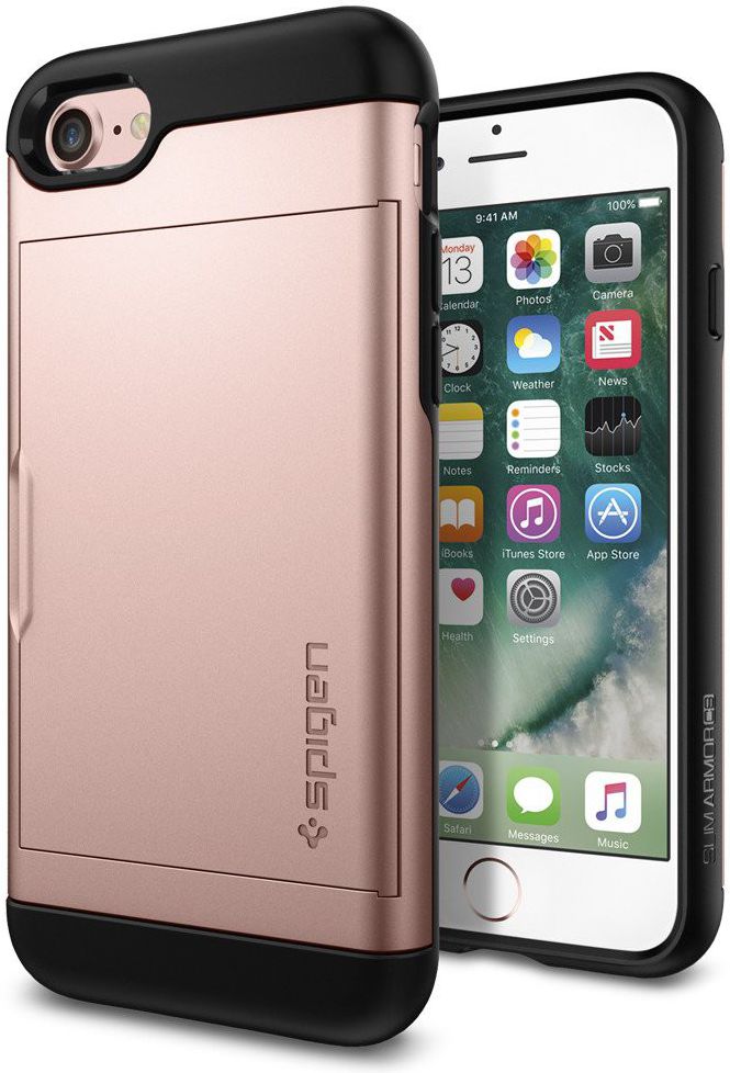 Spigen Slim Armor Card Holder Case Apple iPhone 7 / 8 Rose Gold afbeelding 11