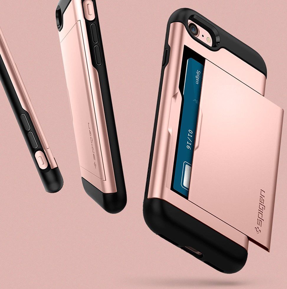 Spigen Slim Armor Card Holder Case Apple iPhone 7 / 8 Rose Gold afbeelding 3