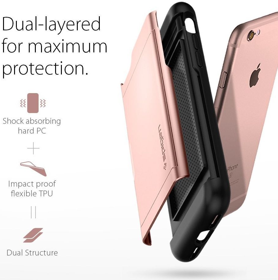 Spigen Slim Armor Card Holder Case Apple iPhone 7 / 8 Rose Gold afbeelding 4