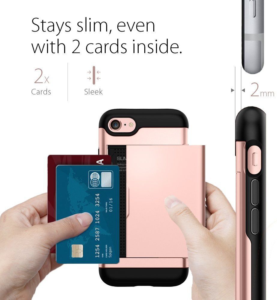 Spigen Slim Armor Card Holder Case Apple iPhone 7 / 8 Rose Gold afbeelding 2