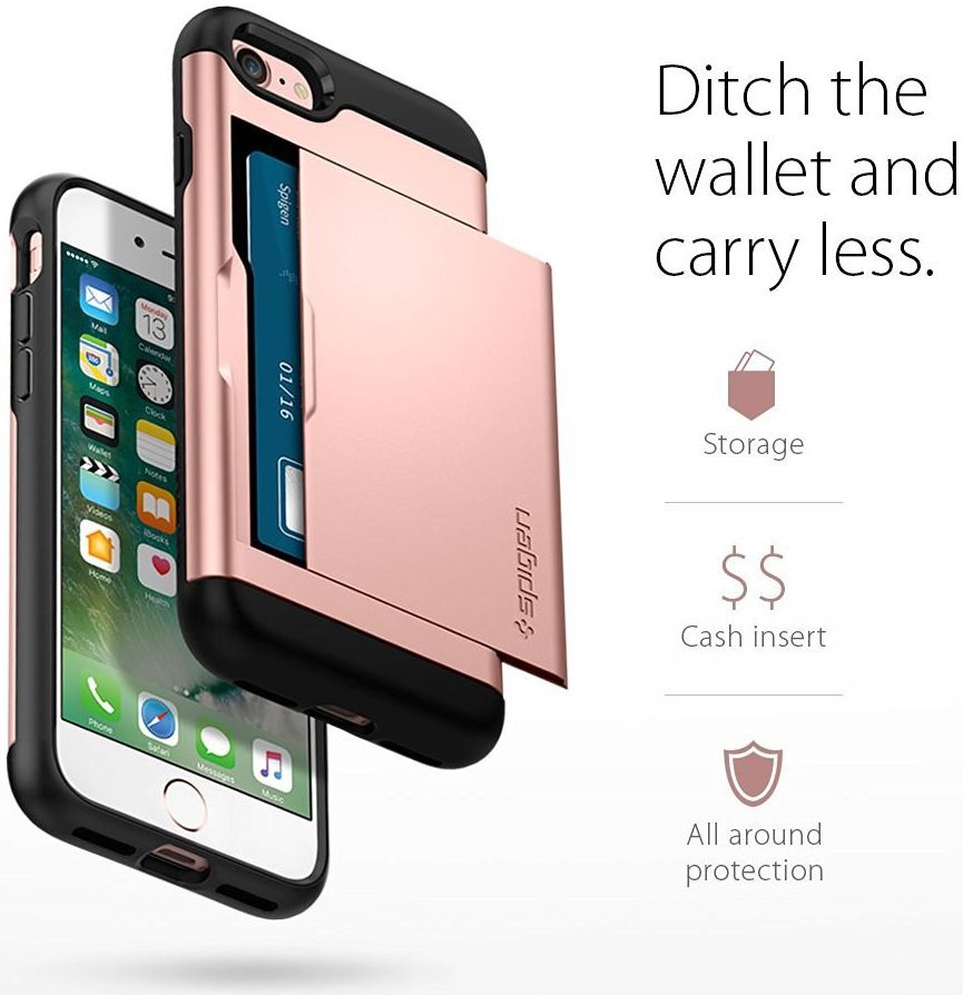Spigen Slim Armor Card Holder Case Apple iPhone 7 / 8 Rose Gold afbeelding 5