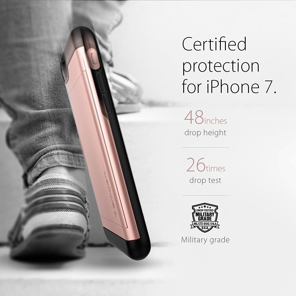 Spigen Slim Armor Card Holder Case Apple iPhone 7 / 8 Rose Gold afbeelding 6