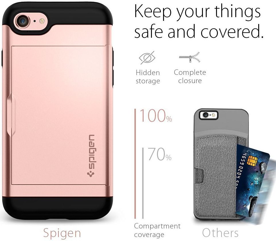 Spigen Slim Armor Card Holder Case Apple iPhone 7 / 8 Rose Gold afbeelding 8