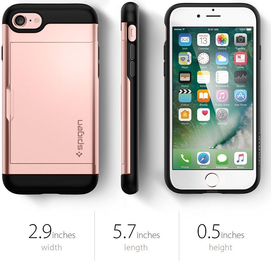 Spigen Slim Armor Card Holder Case Apple iPhone 7 / 8 Rose Gold afbeelding 9
