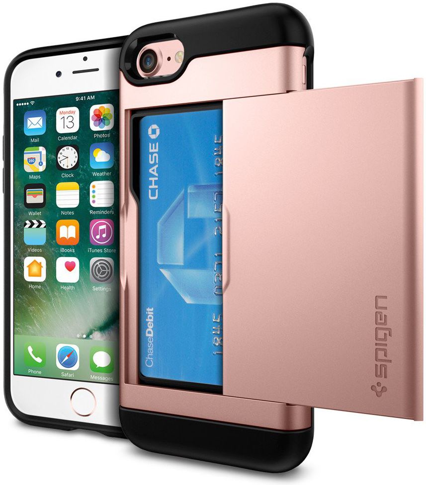 Spigen Slim Armor Card Holder Case Apple iPhone 7 / 8 Rose Gold afbeelding 1