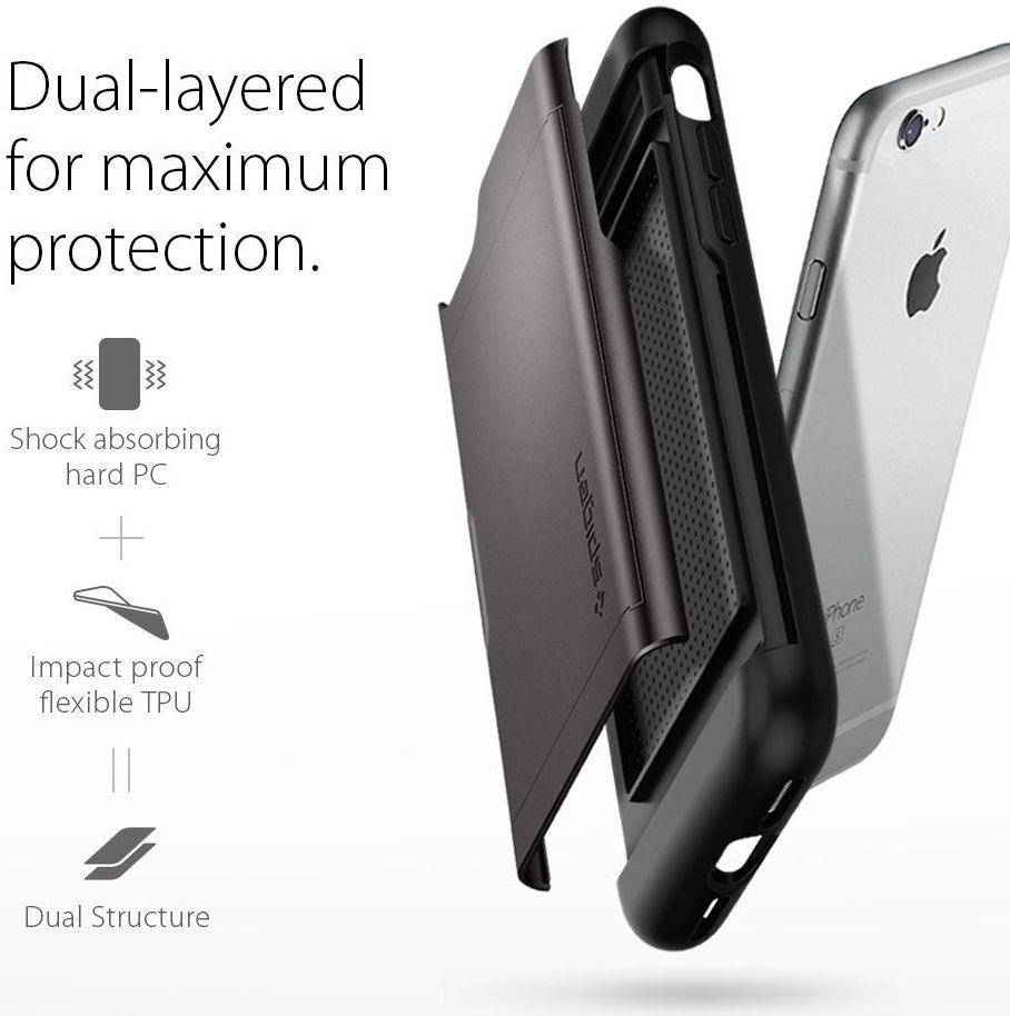 Spigen Slim Armor Card Holder Case Apple iPhone 7 / 8 Gunmetal afbeelding 6