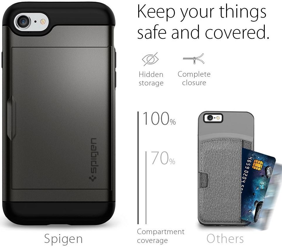 Spigen Slim Armor Card Holder Case Apple iPhone 7 / 8 Gunmetal afbeelding 7