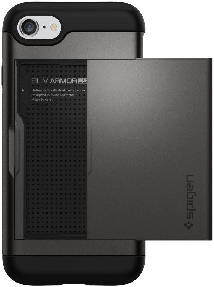 Spigen Slim Armor Card Holder Case Apple iPhone 7 / 8 Gunmetal afbeelding 12