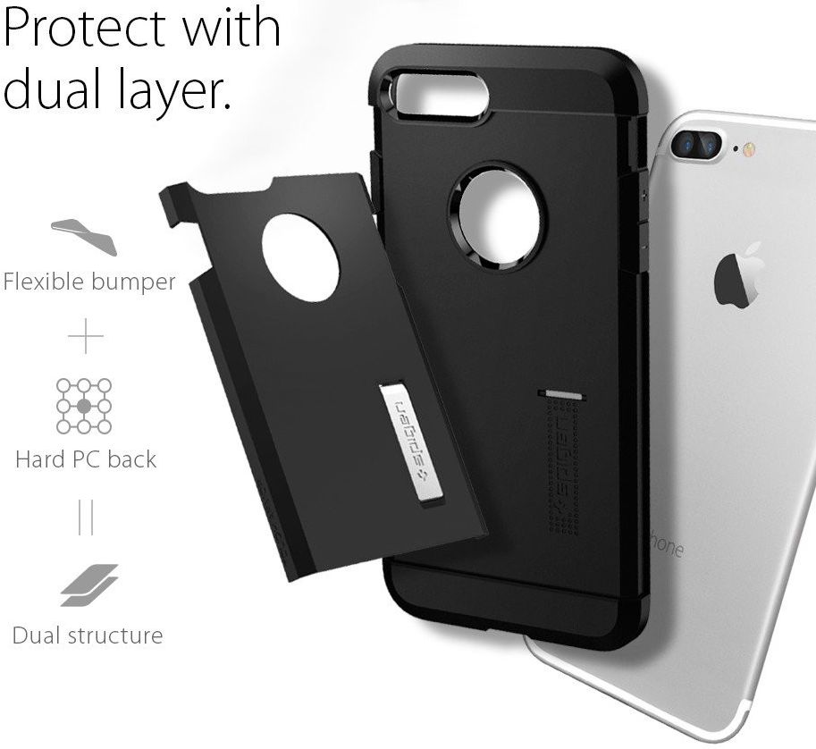 Spigen Slim Armor Apple iPhone 7 Plus / 8 Plus Hoesje Black afbeelding 3