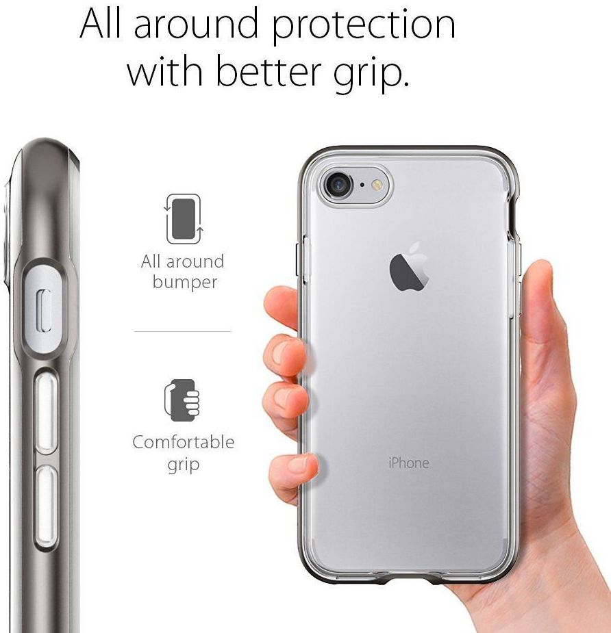 Spigen Neo Hybrid Crystal Case iPhone 7 / 8 Gunmetal afbeelding 4