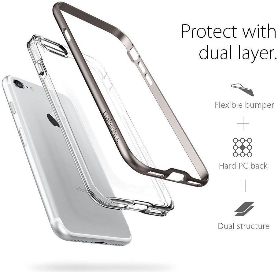 Spigen Neo Hybrid Crystal Case iPhone 7 / 8 Gunmetal afbeelding 10
