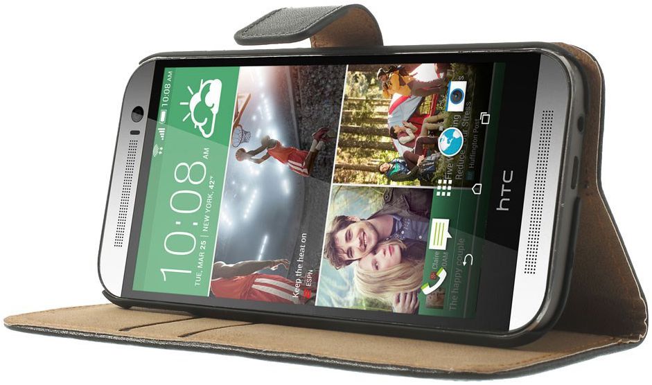 HTC One M8 Portemonnee Hoesje Zwart afbeelding 2