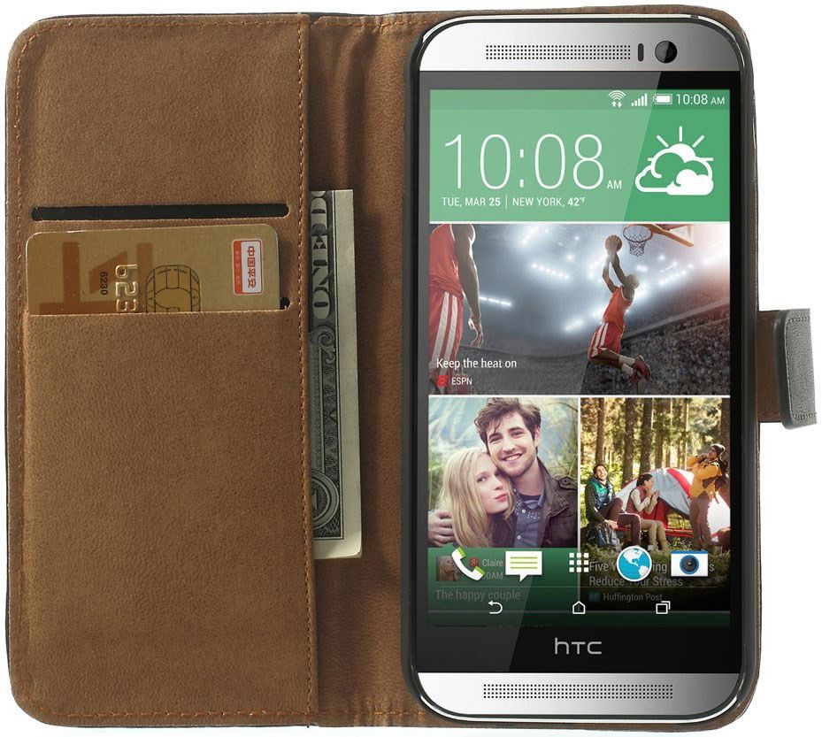 HTC One M8 Portemonnee Hoesje Zwart afbeelding 5