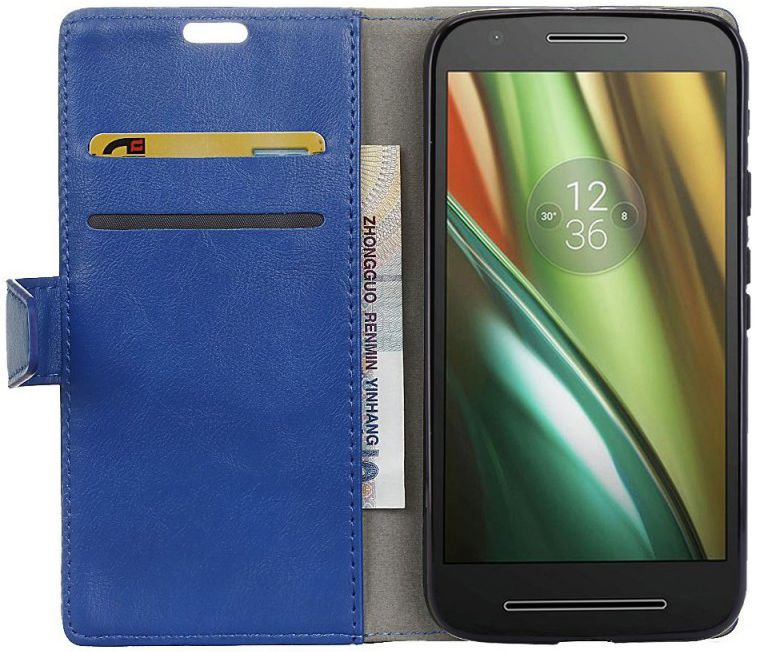 Motorola Moto E 3rd Gen hoesje met kaarthouder Blauw afbeelding 1