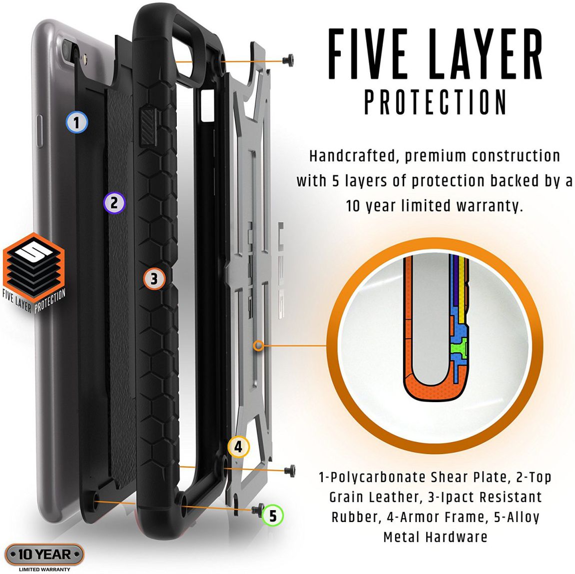 UAG Monarch Case Apple iPhone 7 Plus / 8 Plus Platinum afbeelding 2