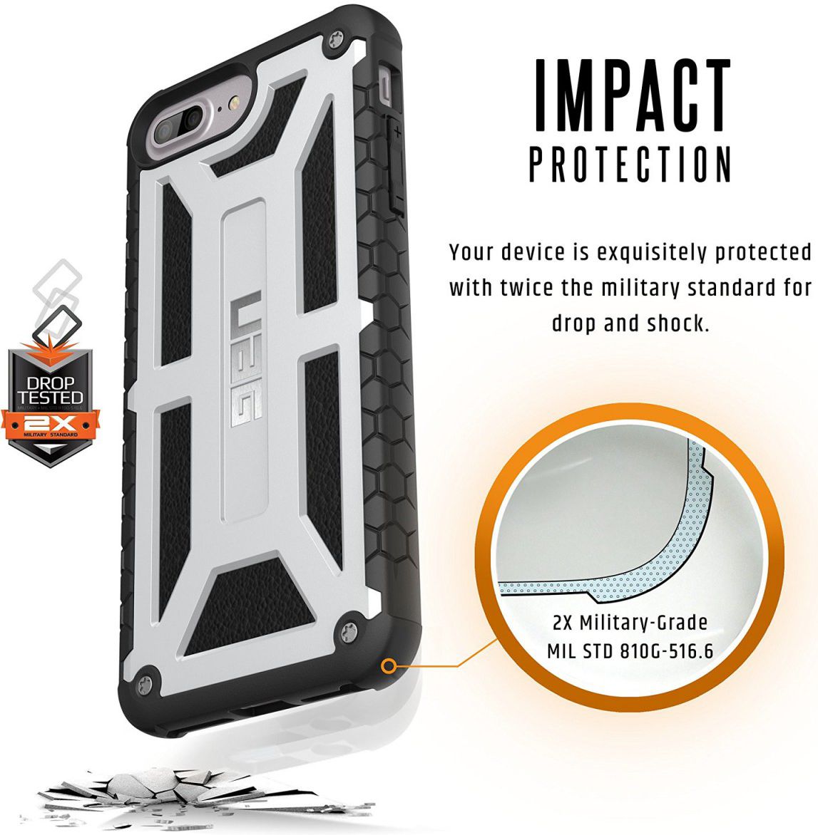 UAG Monarch Case Apple iPhone 7 Plus / 8 Plus Platinum afbeelding 4