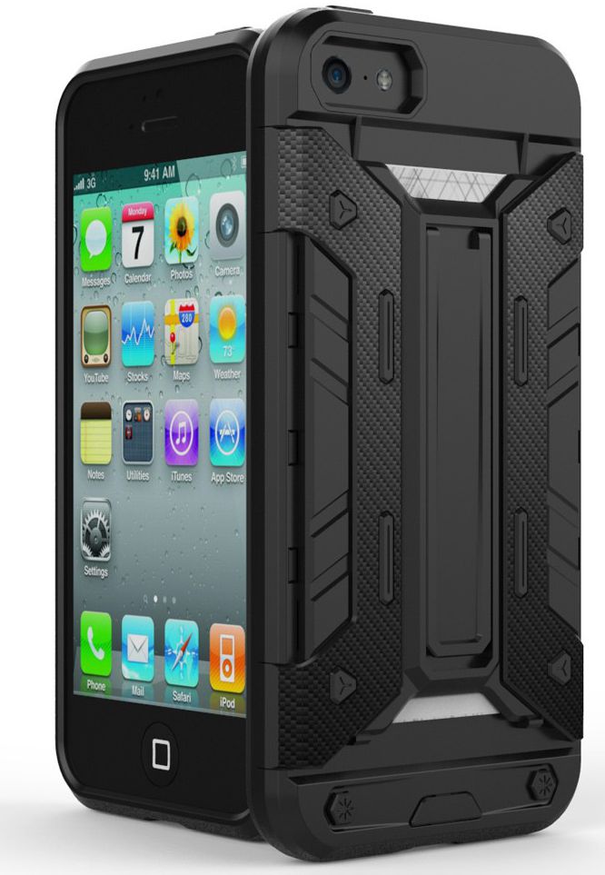 Hybride Apple iPhone 5/5S/SE Hoesje met Kaarthouder Zwart afbeelding 1