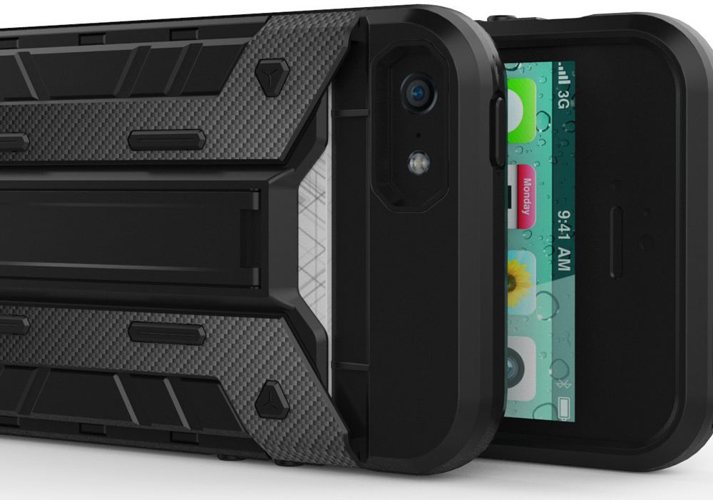Hybride Apple iPhone 5/5S/SE Hoesje met Kaarthouder Zwart afbeelding 9