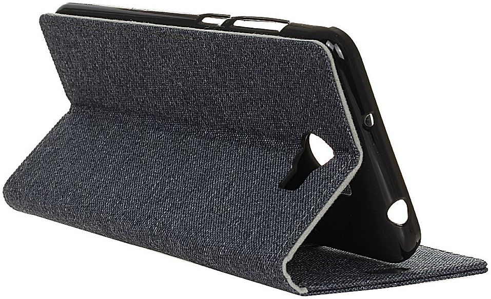 Huawei Y6 II Compact Linnen Portemonnee Hoesje Donker Blauw afbeelding 3