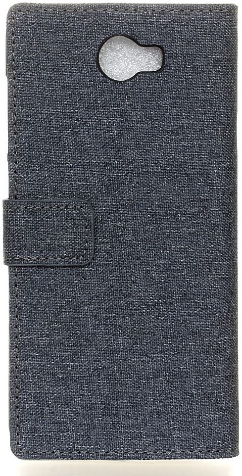 Huawei Y6 II Compact Linnen Portemonnee Hoesje Donker Blauw afbeelding 5